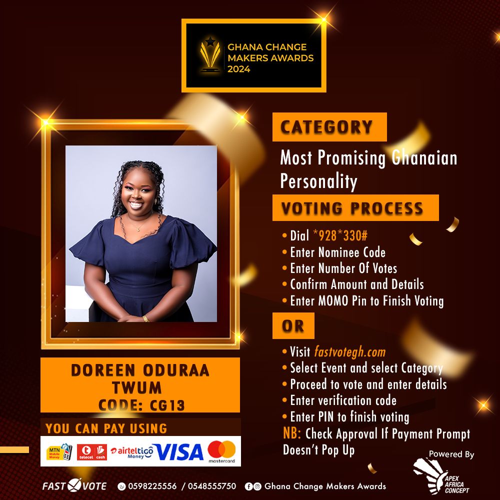 Doreen Oduraa Twum — Ghana Change Makers Awards 2024 nominee, Most Promising Ghanaian Personality