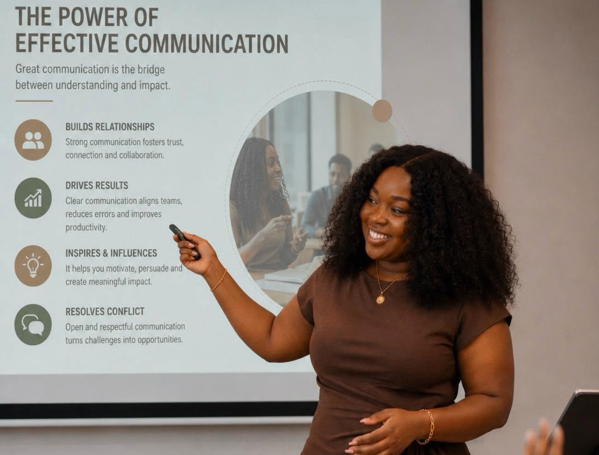 Doreen Oduraa Twum leading a Reeny Communications training session
